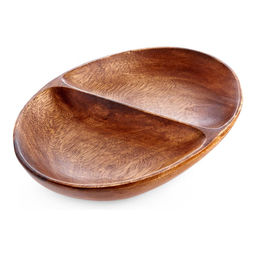 Блюдо сервировочное овальное с 2-мя отделениями Walmer Organic 26х18 см, цвет темное дерево
