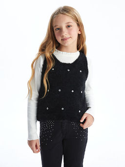 Bisiklet Yaka K?z ?ocuk Triko S?veter