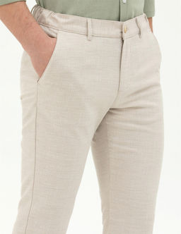 Bej Slim Fit Kanvas Pantolon