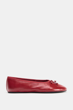 LEATHER BOW BALLET FLATS - Zara фото 2