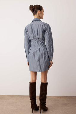 Lacivert-Beyaz Cizgili Mini Dokuma Elbise TWOAW26EL00278 - Trendyolmilla фото 4