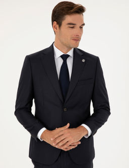 Lacivert Slim Fit Tak_m Elbise