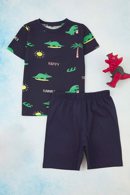 Ekru 4lu Erkek Cocuk Animal Bask?l? Orme Pijama Tak?m? TKDSS25AU00116 - Trendyolmilla фото 7