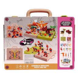 Конструктор винтовая мозаика «Диномир», с электрическим шуруповёртом, 216 деталей