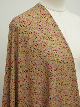 Штапель Премиум Цветочная мириада цв.темно-песочный, ш.1.45м, вискоза-100%, 120гр/м.кв - Купава фото 2