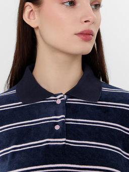 Поло женское синее в полоску