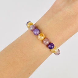 Браслет из Цитрина, Розового кварца и Лепидолита 18 см