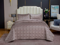 Стеганное покрывало Dori (серый беж) 240х260см (1), 50х70см (2)