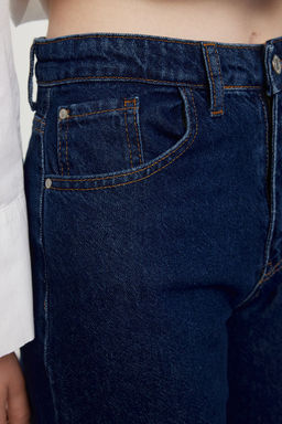 Koyu Mavi Yuksek Bel Wide Leg Jeans TWOAW25JE00073