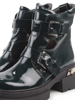 01-D1-8070 DK. GREEN Ботинки демисезонные женские (натуральная кожа, байка)