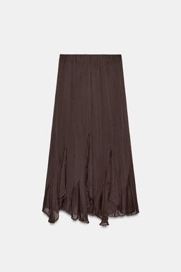 FALDA MIDI VOLANTES ENCAJE / Marr?n - Zara фото 6