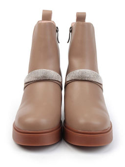 04-M904A 987-31M-2 DK. BEIGE Ботинки зимние женские (натуральная кожа, натуральный мех)