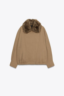 FAUX FUR COLLAR BOMBER JACKET ZW COLLECTION - Zara фото 6