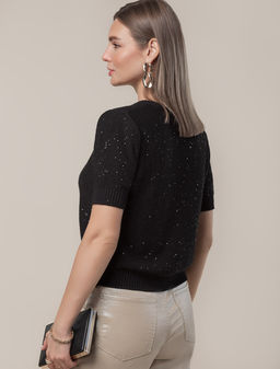 VILATTE / Жакет из хлопковой пряжи с пайетками  фото 3