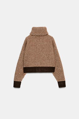 CONTRAST KNIT FAUX FUR BOMBER JACKET - Zara фото 7