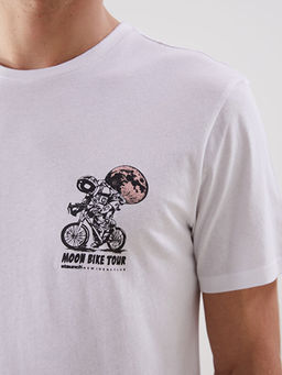 Bisiklet Yaka K?sa Kollu Bask?l? Penye Erkek Ti??rt