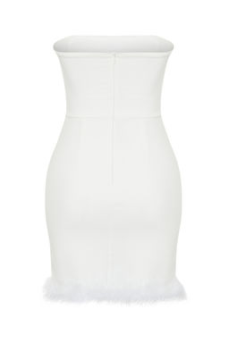 Bridal Beyaz Vucuda Oturan Otrisli Dokuma K?sa Dugun/Nikah S?k Abiye Elbise TPRSS24EL00115 - Trendyolmilla фото 9