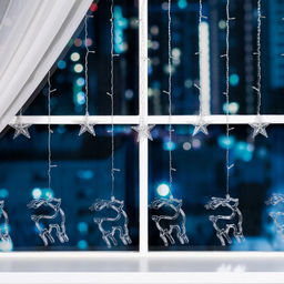 Гирлянда Бахрома 2.4?0.9 м с насадками Олень, IP20, прозрачная нить, 138 LED, свечение белое, 8 режимов, 220 В - Luazon lighting фото 2