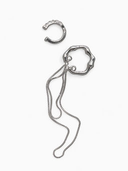 Серьги каффы Водопад набор 2 шт. стразы, цвет серебро