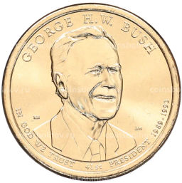 Монета 1 доллар 2020 года (D) США 41-й президент США Джордж Герберт Уокер Буш