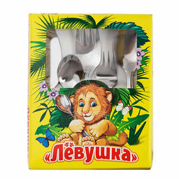 Набор столовых приборов Левушка 5 предметов: ложка столовая, вилка столовая, нож столовый, ложка чайная, вилка десертная, детский, нержавеющая сталь, s1,5мм, картонная коробка (Россия) - Домашняя мода фото 5