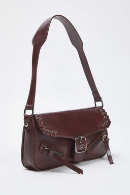 Koyu Kahverengi Kusgozu Detayl? Mini Kad?n City El ve Omuz Cantas? TAKSS25OC00086