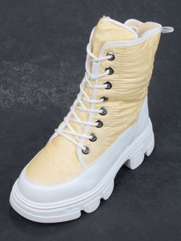 02-FAS99-5Z YELLOW/WHITE Дутики женские (искусственная кожа, плащевая ткань, шерсть)