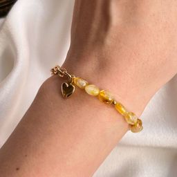 Браслет на цепочке с подвеской "Сердце" из Цитрина 17 см +