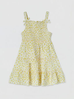 ?i?ek Desenli K?z ?ocuk Krinkle Elbise