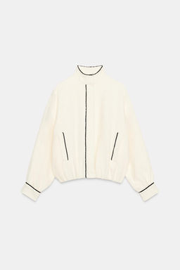 CONTRASTING TRIM BOMBER JACKET - Zara фото 5