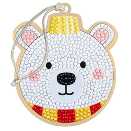 Кристальная (алмазная) мозаика ФРЕЯ ALVP-035 подвеска Белый мишка 8.5 х 10 см