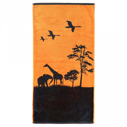 "Missoni-3046" Полотенце махровое 70х140см, плотность 375гр/м2, 100% хлопок, оранжевый (разноцветный), Bolangde (Китай)