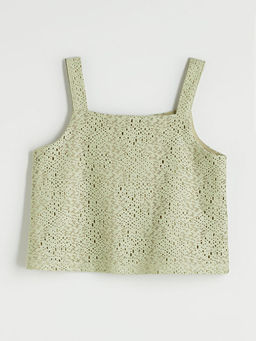 Kare Yaka Ajurlu K?z ?ocuk Crop Atlet