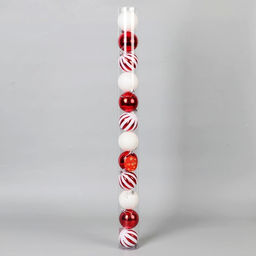 Ёлочные игрушки Агнет полосы, шары новогодние, d=6 см, набор 12 шт., красно-белый - Зимнее волшебство фото 2