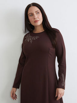 Bisiklet Yaka A Kesim ?i?ek Nak??l? Elbise