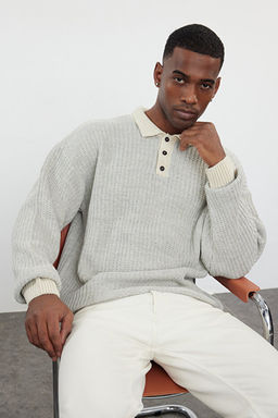 Ta_ Casual Regular Polo Yaka Dokulu Triko Kazak TMNAW25KZ00007