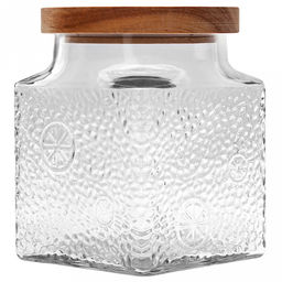 Банка стеклянная прижимная крышка Фреш 1,1л, 11х11см h14см, деревянная крышка с уплотнителем, д/горла - 9,5см, основание - 10,3х10,3см, цветная коробка (Китай) - Домашняя мода фото 4