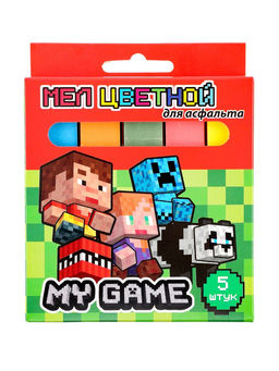 Цена за 2 шт. Мел цветной My Game, для асфальта, 1.7×1.7, длина 9.1 см 5 шт.