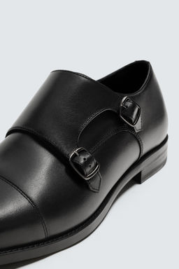 LEATHER DOUBLE MONK STRAP SHOES - Zara фото 3