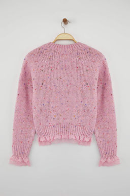 Pembe Nopeli Genis Kal?p Dantel Garnili Triko Kazak TWOAW26KZ00058 - Trendyolmilla фото 6