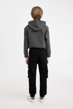 Черные школьные спортивные штаны карго с карманами для мальчиков - Defacto фото 5