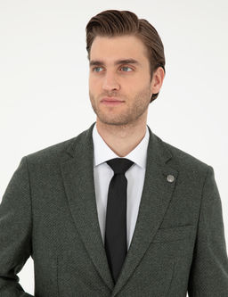Haki Y_n Kar___ml_ Slim Fit Ceket