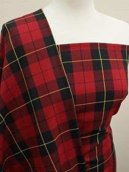 Фуле Клетка цв.красно-бордовый/черный, ш.1.45м, хлопок-100%, 180гр/м.кв - Купава фото 2