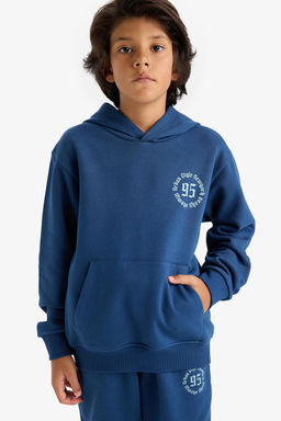 Kap__onlu Bask_l_ __i Yumu_ak T_yl_ Sweatshirt Erkek _ocuk - Defacto фото 4