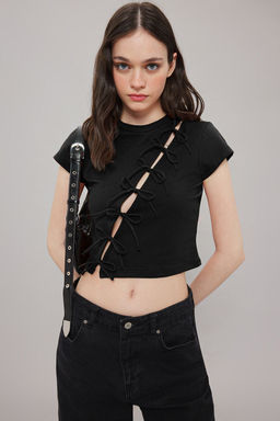 Bordo Baglama Fiyonk Detayl? Fitted/Vucuda Oturan Orme Bluz TWOSS25BZ00089 - Trendyolmilla фото 5