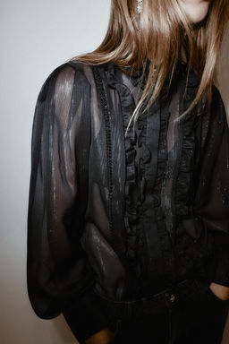 SEMI-SHEER SHIRT WITH RUFFLES AND BEADS - Zara фото 3