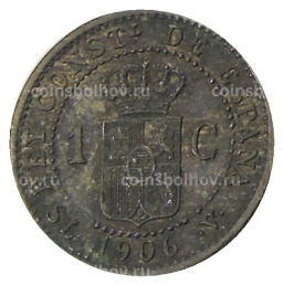 Монета 1 сентимо 1906 года Испания