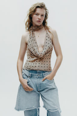 POLKA DOT HALTERNECK TOP WITH SCARF - Zara фото 5