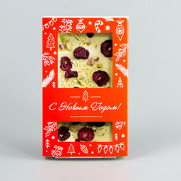 Белый шоколад с вишней и фисташками, красная коробочка #11