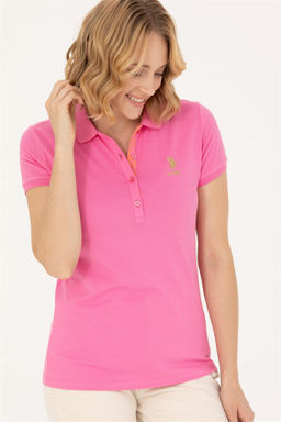 Женская розовая базовая футболка с воротником-поло Неожиданная скидка в корзине - U.s. polo assn фото 3
